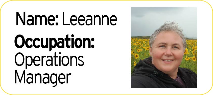 Name badge for Leeanne, Operations Manager